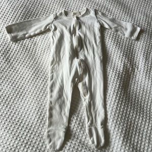 Owlivia Organic Corton Zippered Footie White 12-18m